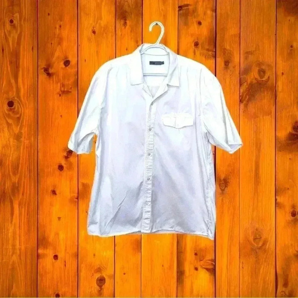 Simons DJAB men’s bright white, short sleeve, 100%  cotton button-down shirt - Picture 2 of 6